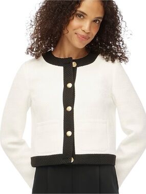 J Crew Tweed Lady Jacket White  Size 10